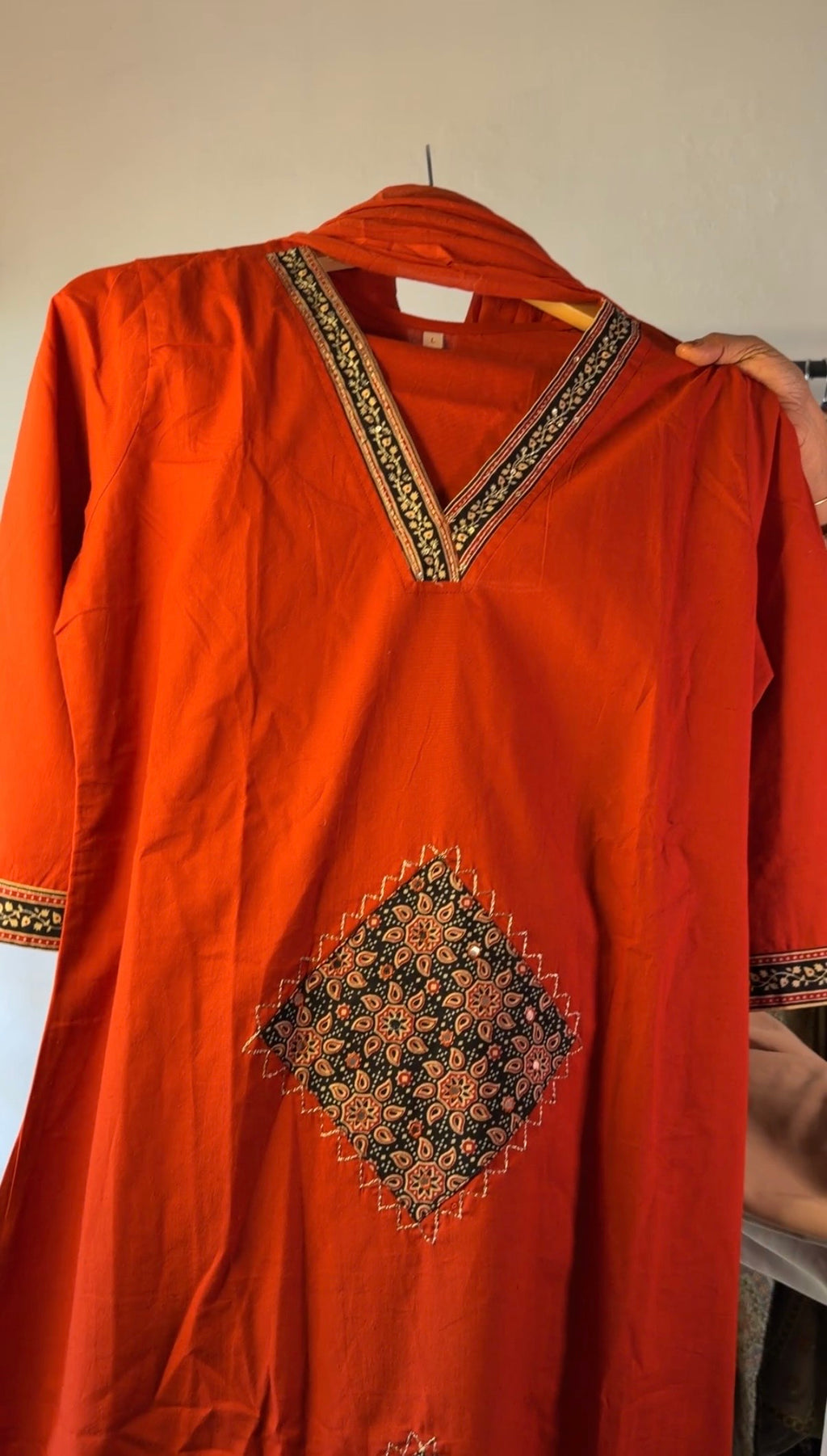 Rust Red Embroidered Salwar Suit Set