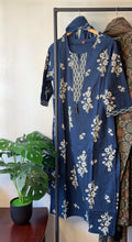 Navy Blue Floral Printed Cotton Kurta Set with Dupatta