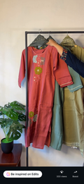 Embroidered Cotton Kurta Set with Ombre Dupatta