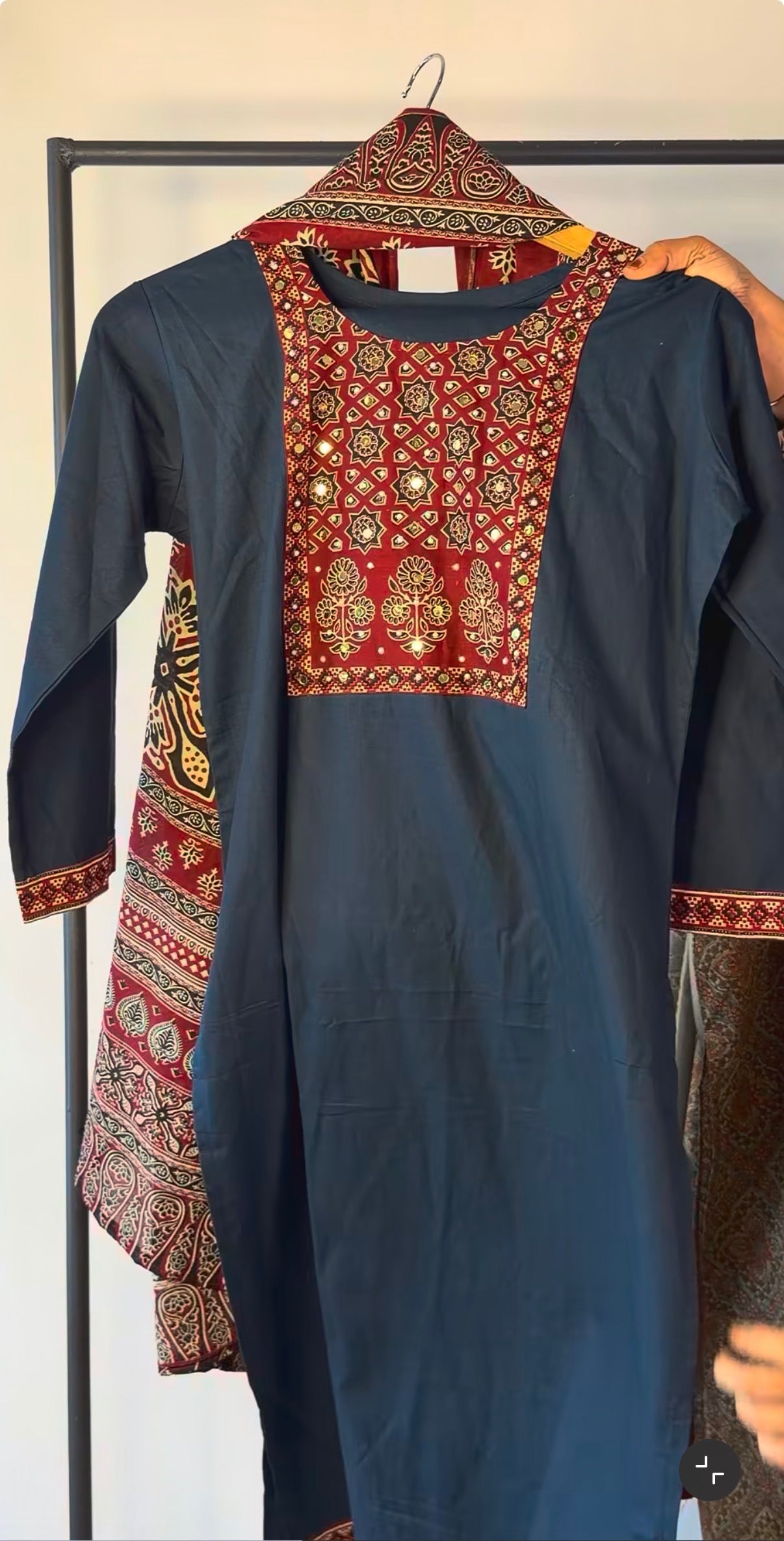 Midnight Kurta Set with Ajrakh Inspired Dupatta