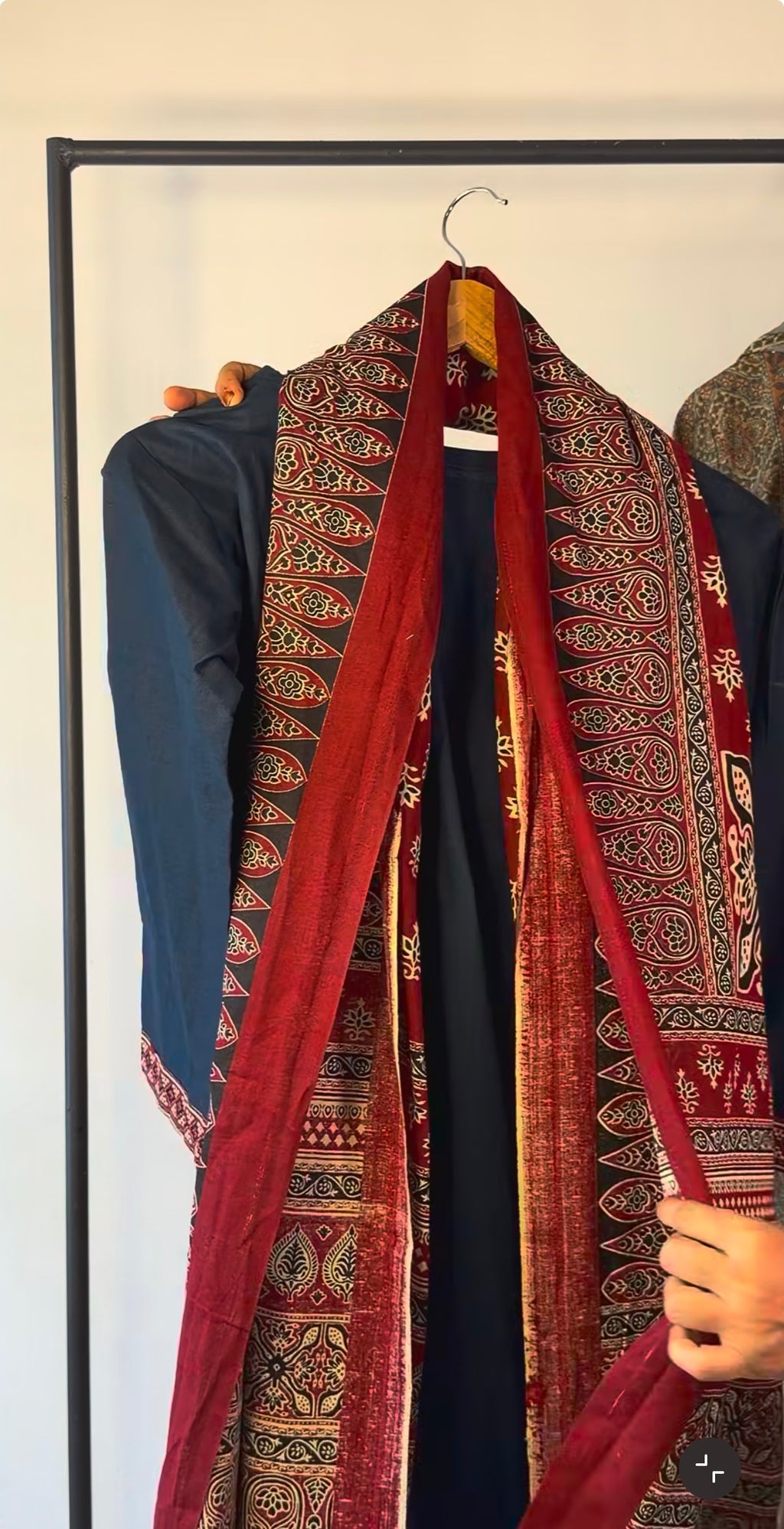 Midnight Kurta Set with Ajrakh Inspired Dupatta