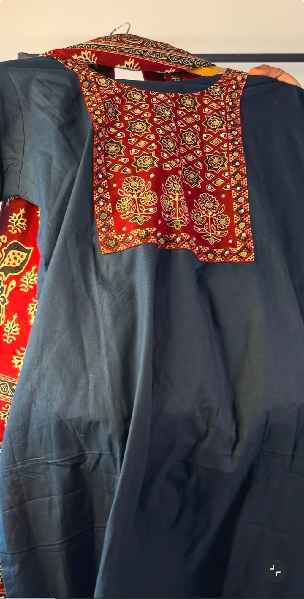 Midnight Kurta Set with Ajrakh Inspired Dupatta